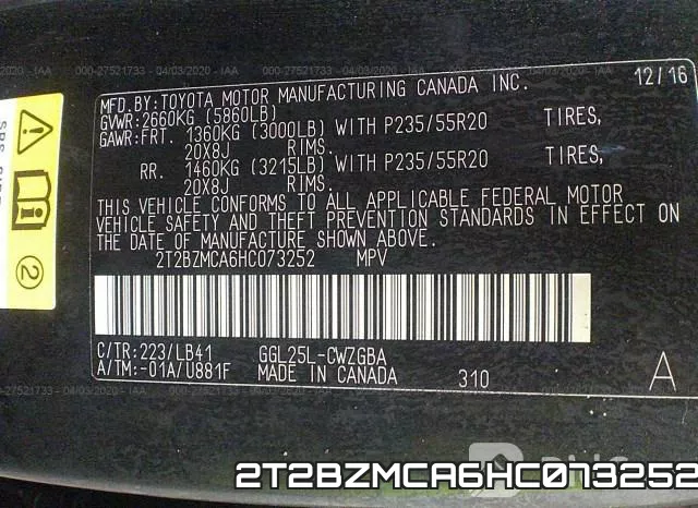 2T2BZMCA6HC073252 фото 10