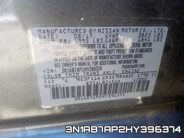 3N1AB7AP2HY396374 фото 2