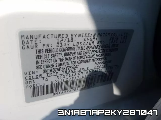3N1AB7AP2KY287047 фото 2