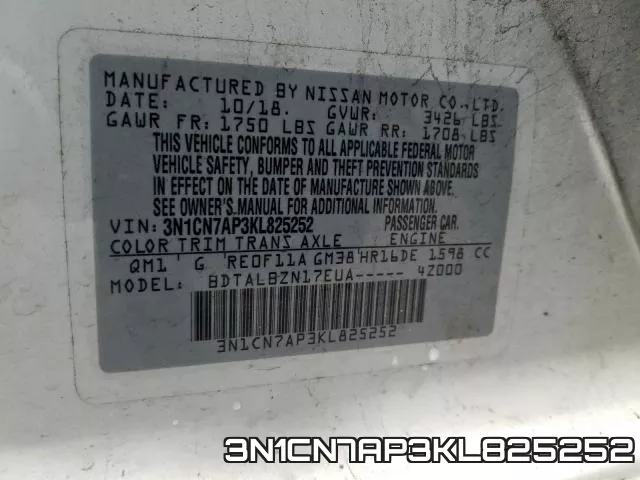 3N1CN7AP3KL825252 фото 2