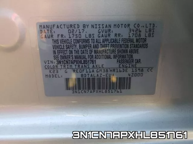 3N1CN7APXHL851761 фото 2