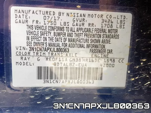 3N1CN7APXJL800363 фото 2