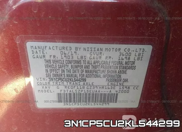 3N1CP5CU2KL544299 фото 9