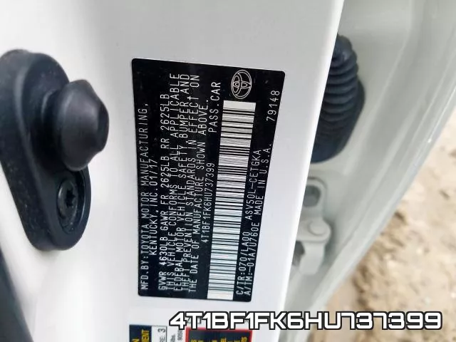 4T1BF1FK6HU737399 фото 2