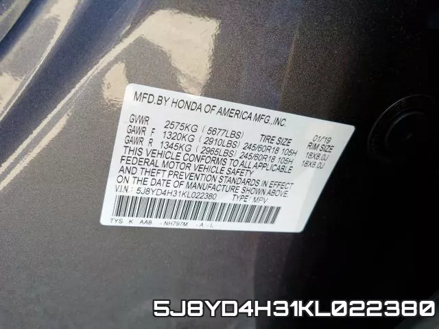 5J8YD4H31KL022380 фото 2