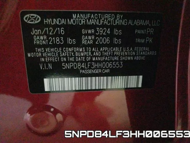 5NPD84LF3HH006553 фото 2