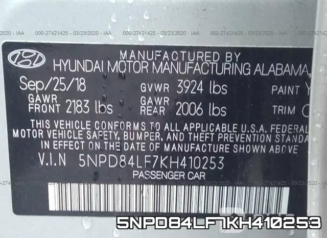 5NPD84LF7KH410253 фото 10