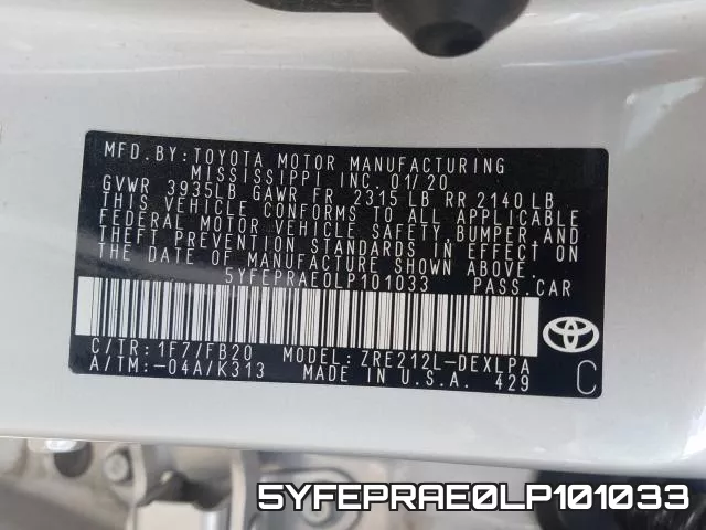 5YFEPRAE0LP101033 фото 2