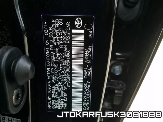 JTDKARFU5K3081888 фото 2