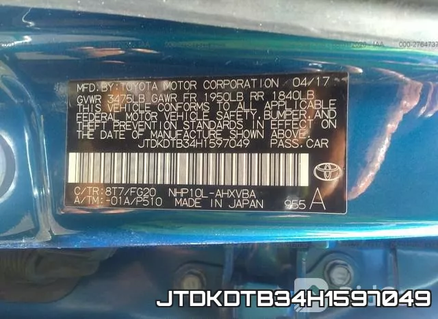 JTDKDTB34H1597049 фото 10