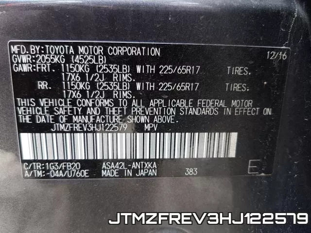 JTMZFREV3HJ122579 фото 2
