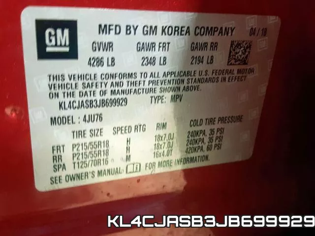 KL4CJASB3JB699929 фото 2