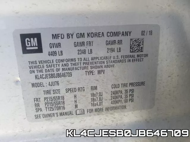 KL4CJESB0JB646709 фото 2