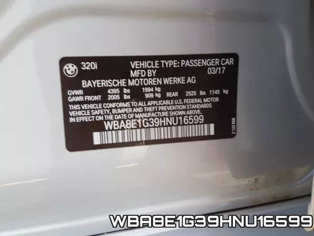 WBA8E1G39HNU16599 фото 2