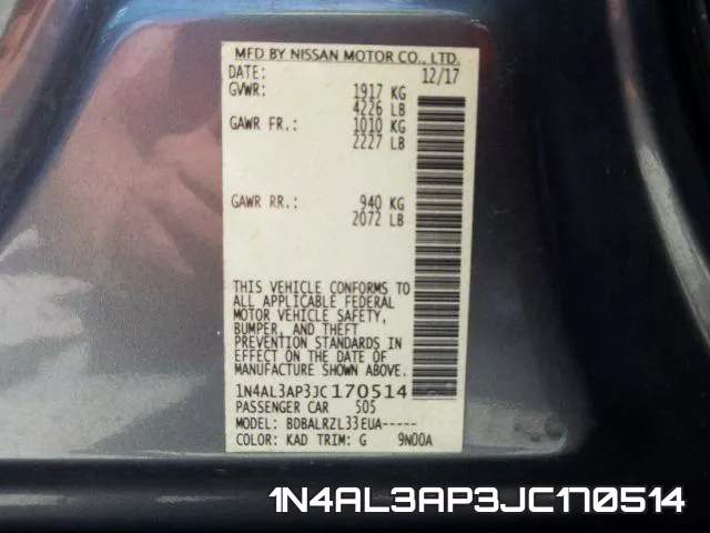 1N4AL3AP3JC170514 фото 2