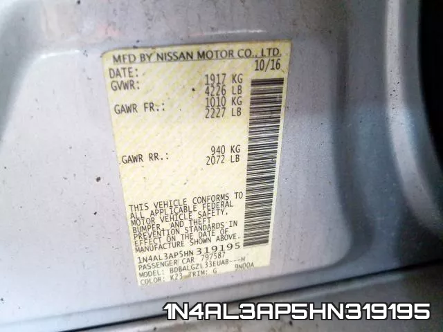 1N4AL3AP5HN319195 фото 2