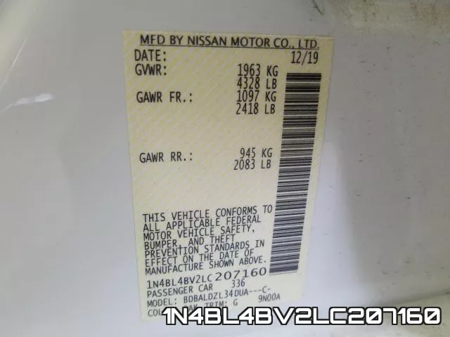 1N4BL4BV2LC207160 фото 2
