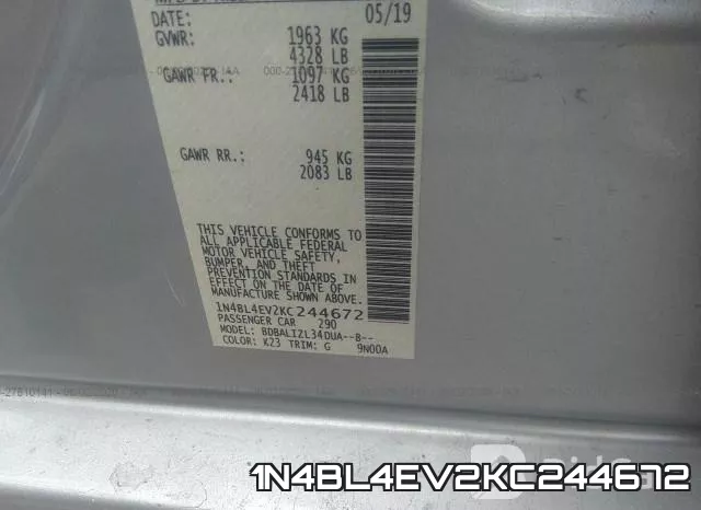 1N4BL4EV2KC244672 фото 10