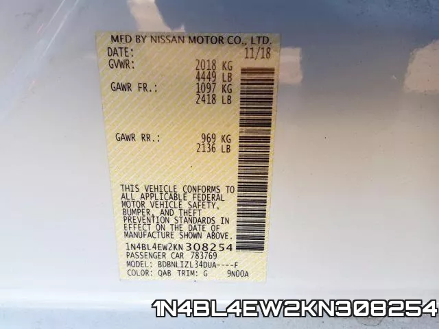 1N4BL4EW2KN308254 фото 2