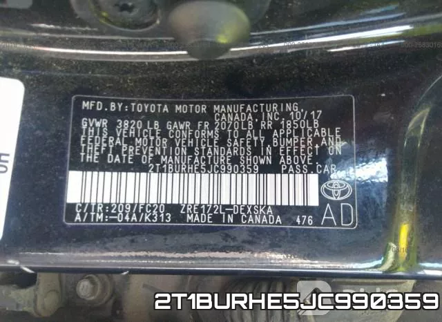 2T1BURHE5JC990359 фото 10