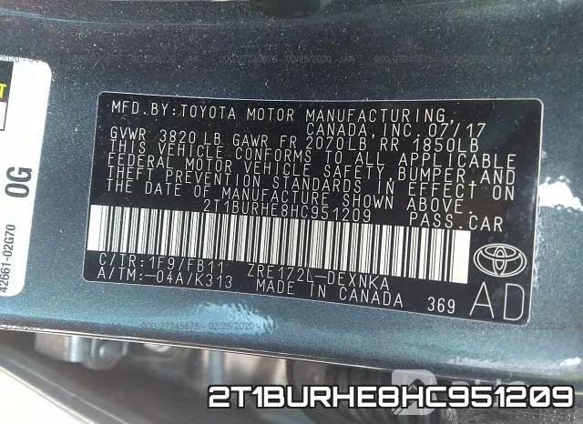 2T1BURHE8HC951209 фото 10