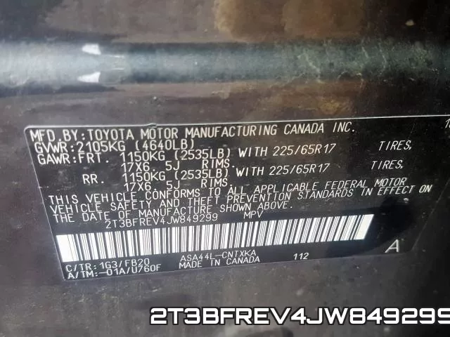 2T3BFREV4JW849299 фото 2
