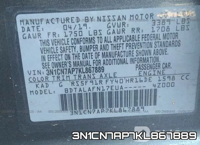 3N1CN7AP7KL867889 фото 10