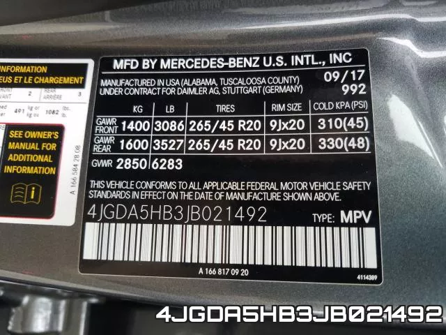 4JGDA5HB3JB021492 фото 2