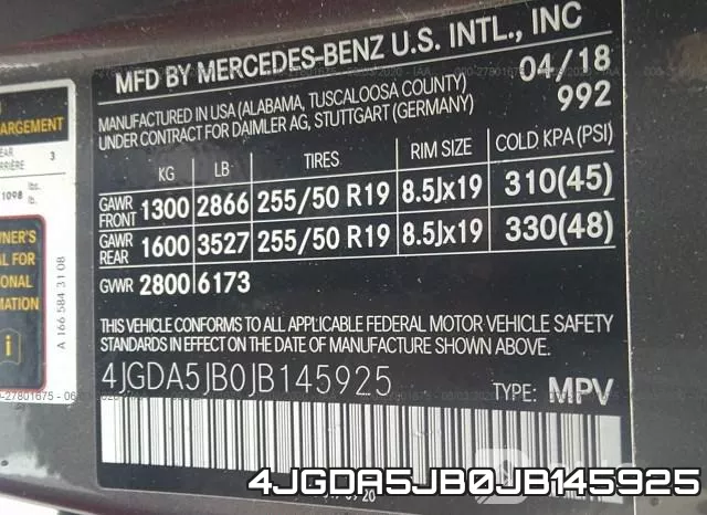 4JGDA5JB0JB145925 фото 10