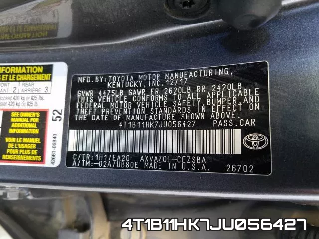 4T1B11HK7JU056427 фото 2
