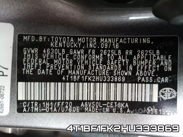 4T1BF1FK2HU333869 фото 2