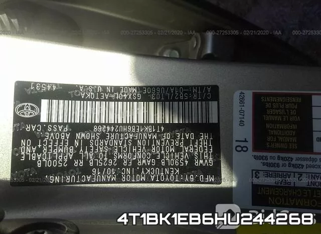 4T1BK1EB6HU244268 фото 10