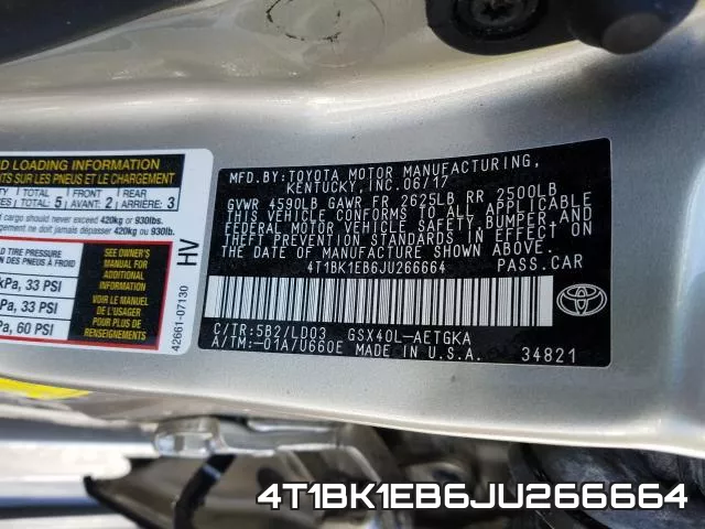4T1BK1EB6JU266664 фото 2