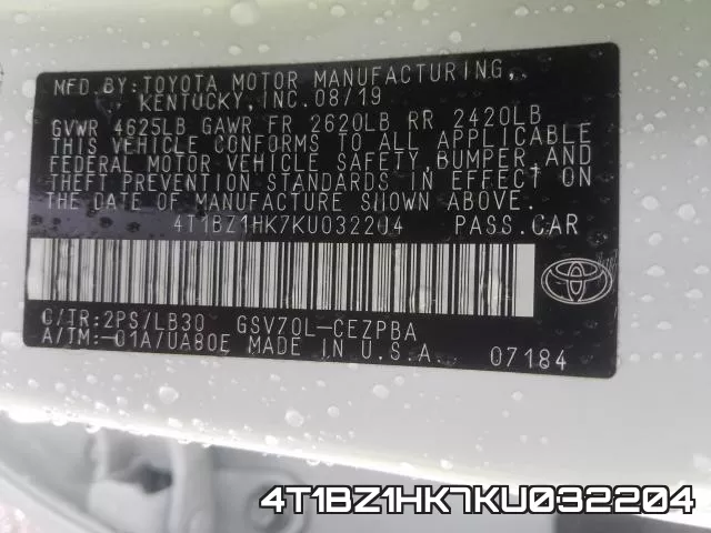 4T1BZ1HK7KU032204 фото 2