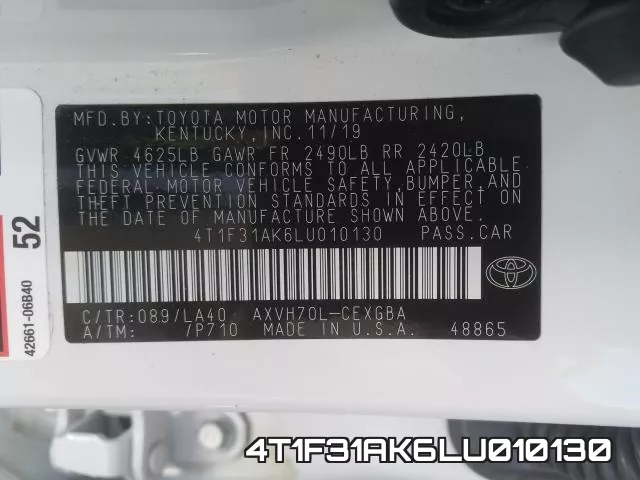 4T1F31AK6LU010130 фото 2