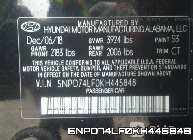 5NPD74LF0KH445848 фото 10