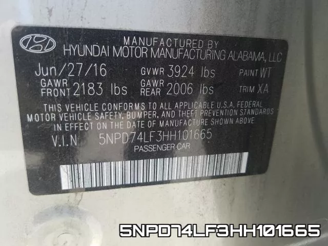5NPD74LF3HH101665 фото 2