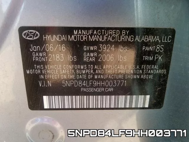 5NPD84LF9HH003771 фото 2