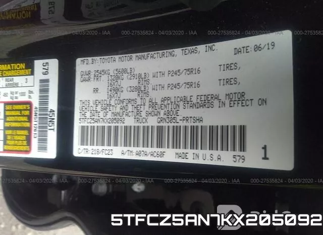 5TFCZ5AN7KX205092 фото 10