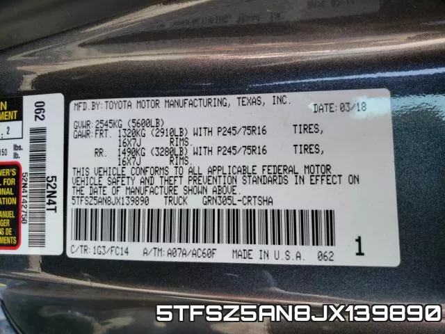 5TFSZ5AN8JX139890 фото 2
