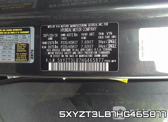 5XYZT3LB7HG465877 фото 10