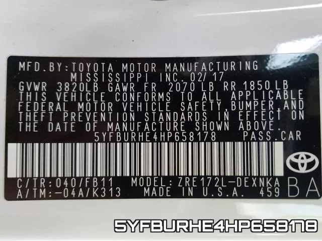 5YFBURHE4HP658178 фото 2