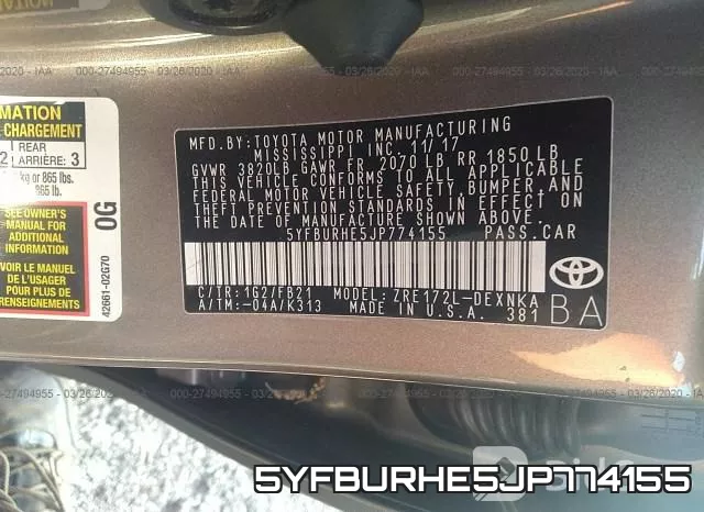 5YFBURHE5JP774155 фото 10