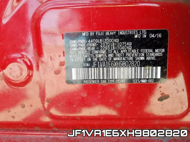 JF1VA1E6XH9802820 фото 2
