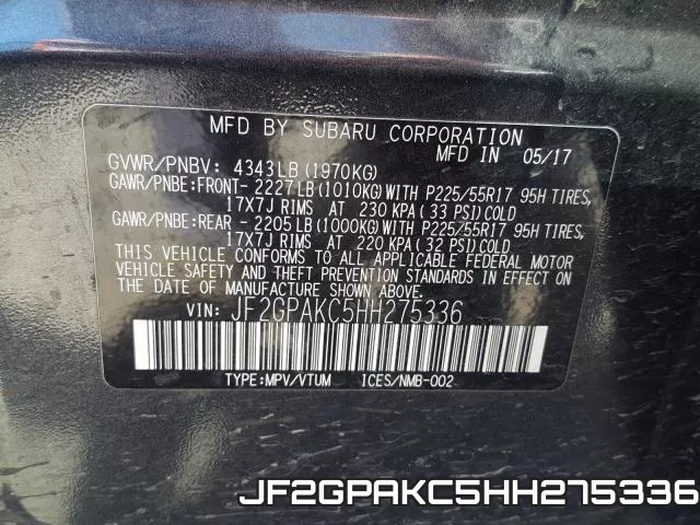 JF2GPAKC5HH275336 фото 2