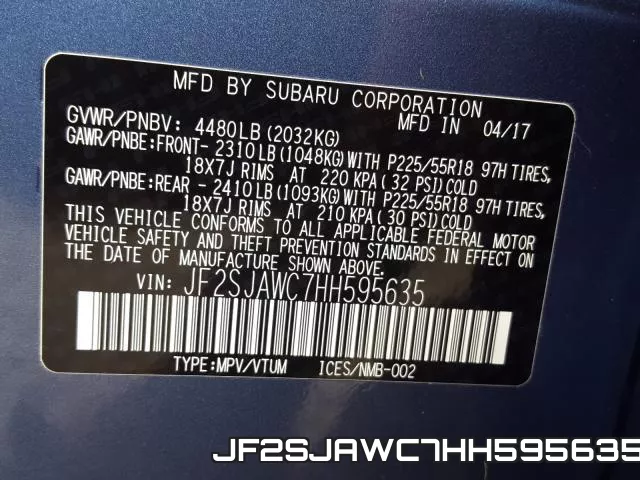 JF2SJAWC7HH595635 фото 2