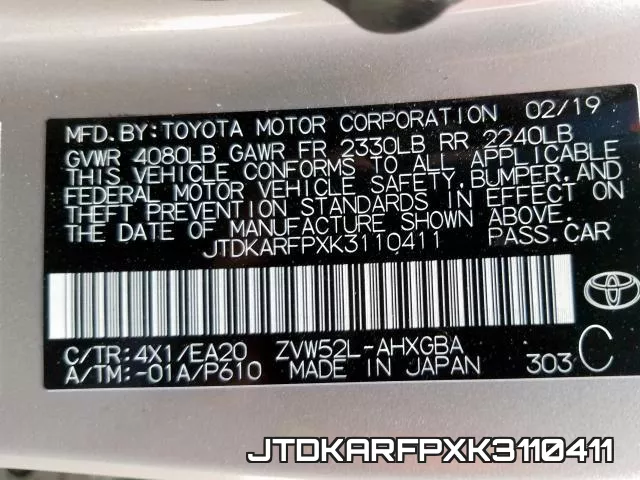 JTDKARFPXK3110411 фото 2