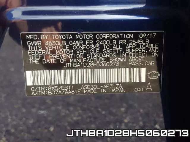 JTHBA1D28H5060273 фото 2