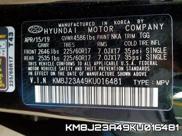 KM8J23A49KU016481 фото 2