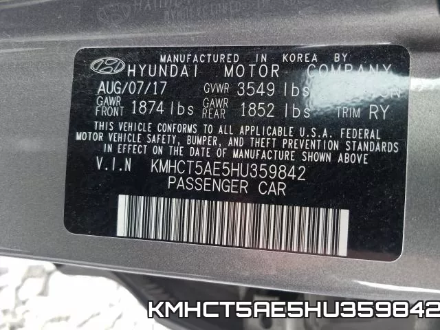 KMHCT5AE5HU359842 фото 2